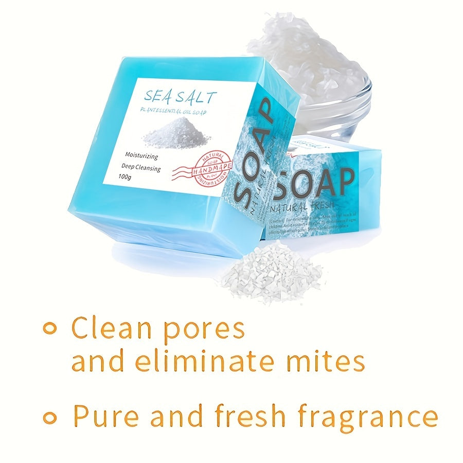 Moisturizing Sea Salt Handmade Soap for Exfoliating and Deep Cleansing - Reveals Smooth, Glowing Skin