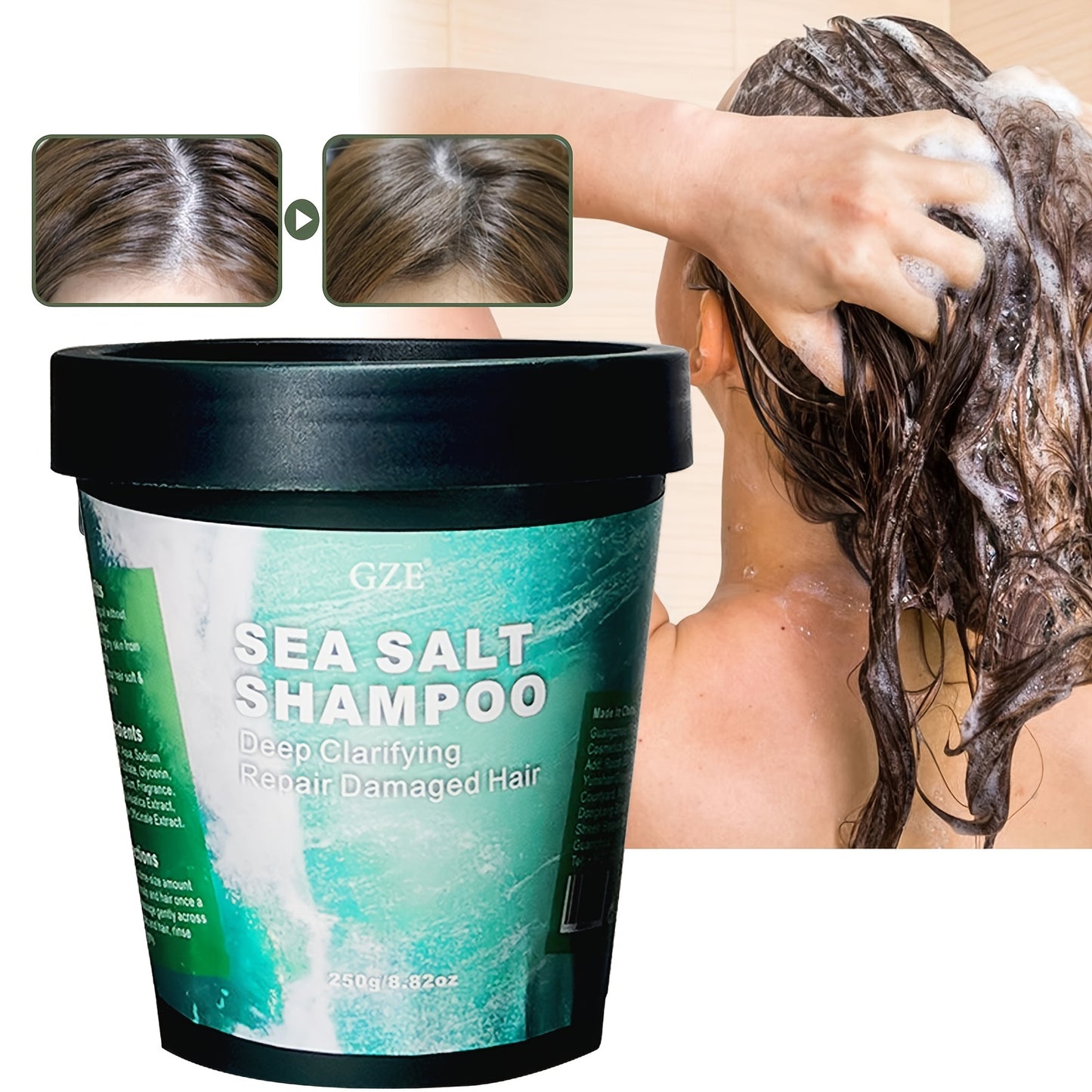Deep Cleansing Sea Salt Shampoo for Damaged Hair - Suitable for Curly and Oily Scalp