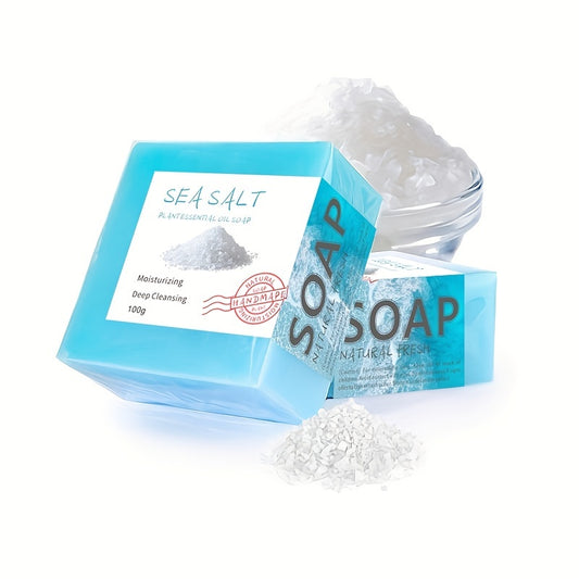 Moisturizing Sea Salt Handmade Soap for Exfoliating and Deep Cleansing - Reveals Smooth, Glowing Skin