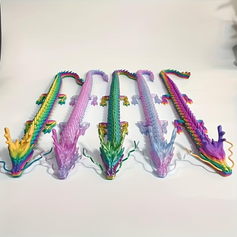 35.4'' Large 3D Printed Dragon Toy Box - Articulated Chinese Dragon, Poseable 3D Printed Animals & Collectible Figurines, Desk & Home Decor - Cool for Kids & Adults