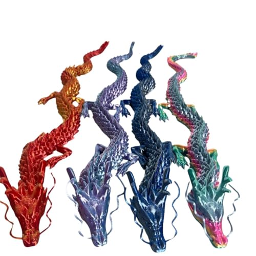 Joyroud 4 Pcs 24 inch 3D Printed Dragon, Articulated Dragon, Crystal Dragon, Dragon Fidget Toy, Home Office Decor Executive Desk Toys