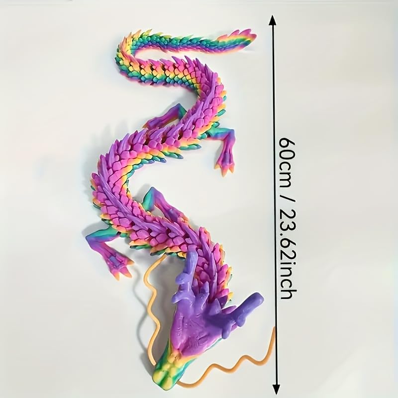 35.43 Inch 3D Printed Dragon, Large 3D Dragon Toys, Bigger Fidget Crystal Animals Toys, 3D Printed Articulated Animals for Home Office Car Desk Decor