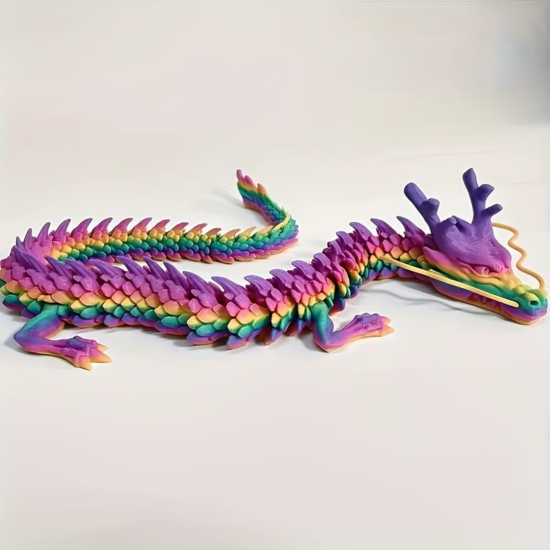 35.4'' Large 3D Printed Dragon Toy Box - Articulated Chinese Dragon, Poseable 3D Printed Animals & Collectible Figurines, Desk & Home Decor - Cool for Kids & Adults