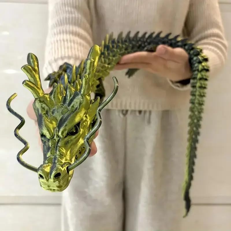 35.4'' Large 3D Printed Dragon Toy Box - Articulated Chinese Dragon, Poseable 3D Printed Animals & Collectible Figurines, Desk & Home Decor - Cool for Kids & Adults