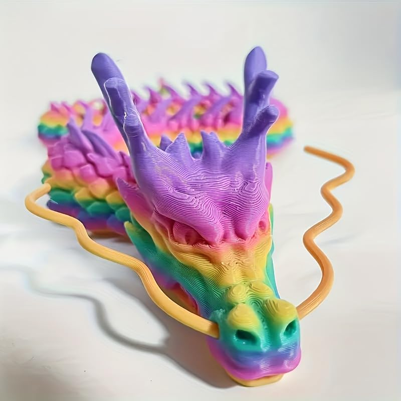 35.4'' Large 3D Printed Dragon Toy Box - Articulated Chinese Dragon, Poseable 3D Printed Animals & Collectible Figurines, Desk & Home Decor - Cool for Kids & Adults