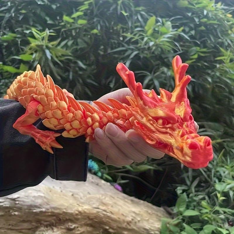 35.4'' Large 3D Printed Dragon Toy Box - Articulated Chinese Dragon, Poseable 3D Printed Animals & Collectible Figurines, Desk & Home Decor - Cool for Kids & Adults