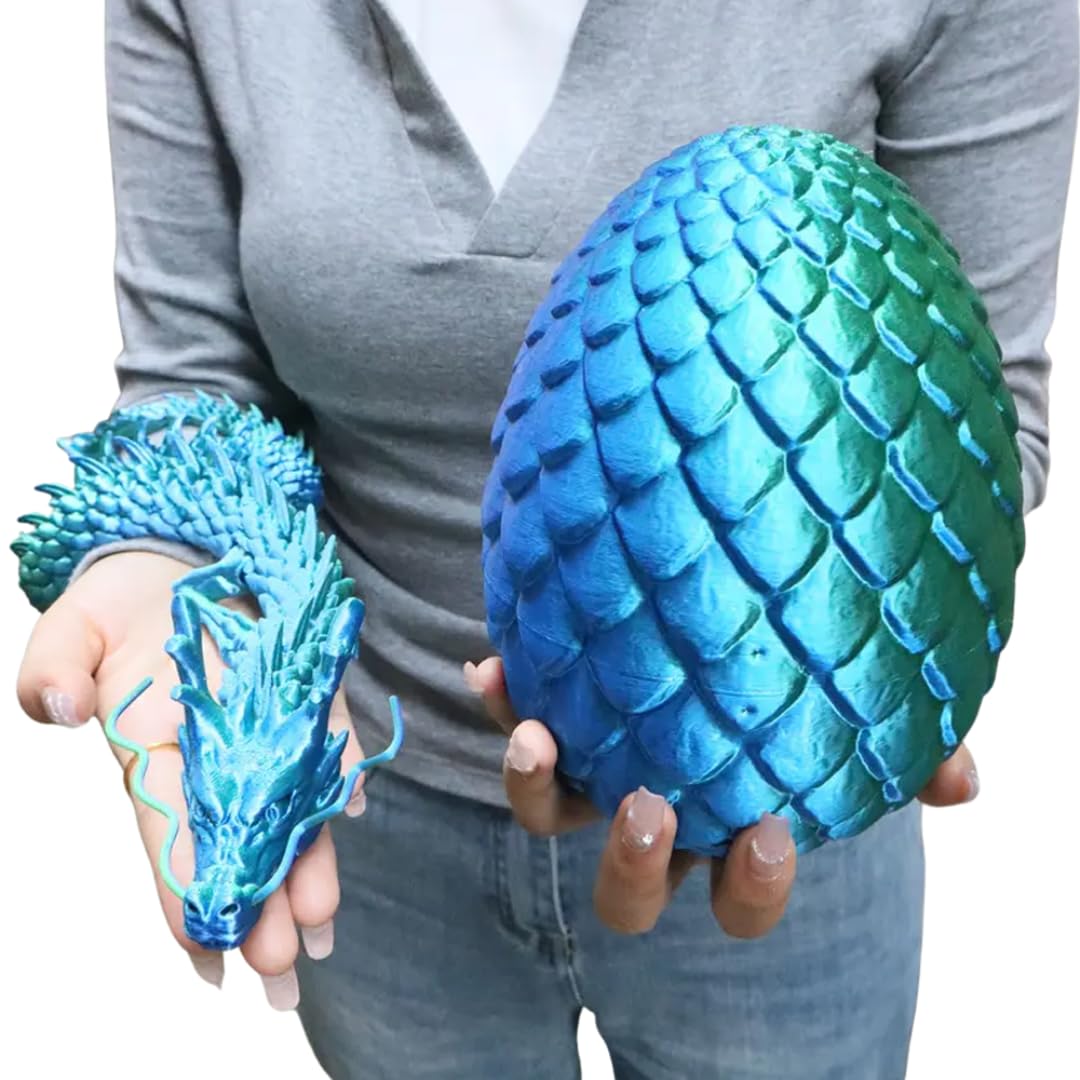 Joyroud Large 3D Printed Dragon Egg with Dragon Inside, Articulated Dragon, Crystal Dragon, Dragon Fidget Toy, ADHD Fidget Toys, Desk Toys Office Room Décor