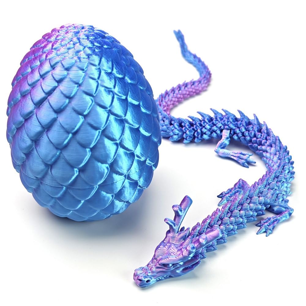 Joyroud Large 3D Printed Dragon Egg with Dragon Inside, Articulated Dragon, Crystal Dragon, Dragon Fidget Toy, ADHD Fidget Toys, Desk Toys Office Room Décor