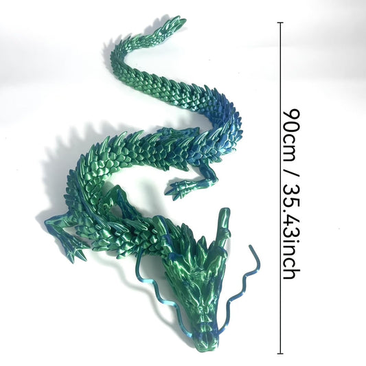 35.4'' Large 3D Printed Dragon Toy Box - Articulated Chinese Dragon, Poseable 3D Printed Animals & Collectible Figurines, Desk & Home Decor - Cool for Kids & Adults