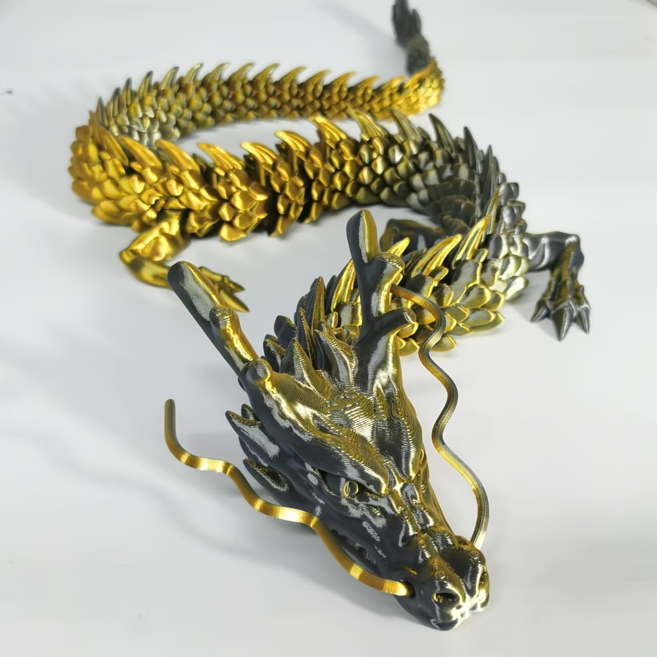 35.43 Inch 3D Printed Dragon, Large 3D Dragon Toys, Bigger Fidget Crystal Animals Toys, 3D Printed Articulated Animals for Home Office Car Desk Decor