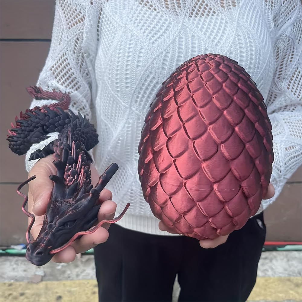 Joyroud Large 3D Printed Dragon Egg with Dragon Inside, Articulated Dragon, Crystal Dragon, Dragon Fidget Toy, ADHD Fidget Toys, Desk Toys Office Room Décor