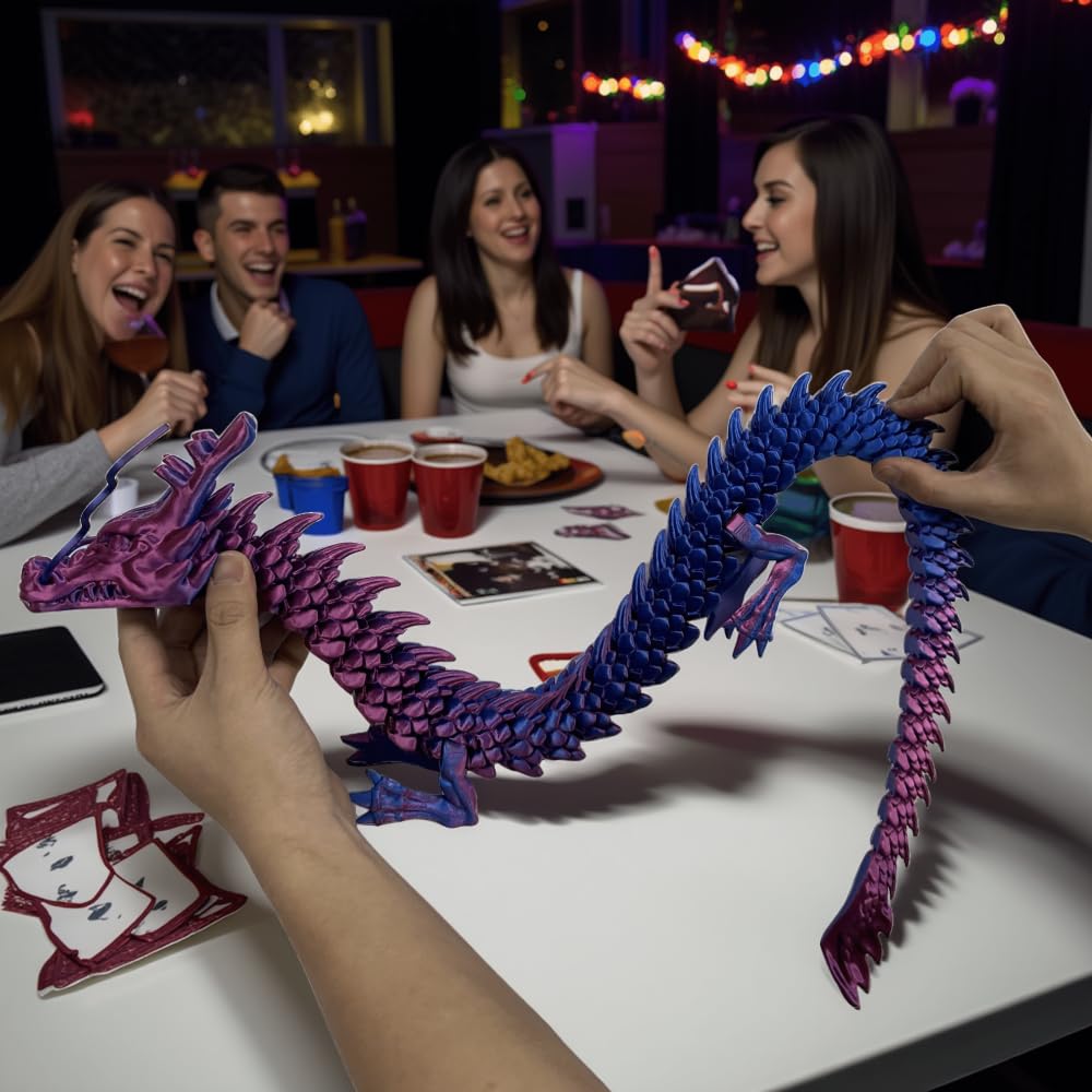 Joyroud 3D Printed Articulated Dragon, Multi-Color, 35.43 Inch Length, Flexible Joints, Durable Core Design, with Gift Box