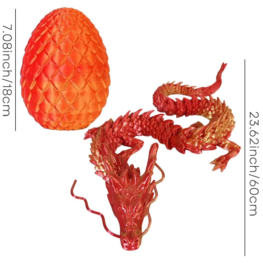 Joyroud Large 3D Printed Dragon Egg with Dragon Inside, Articulated Dragon, Crystal Dragon, Dragon Fidget Toy, ADHD Fidget Toys, Desk Toys Office Room Décor