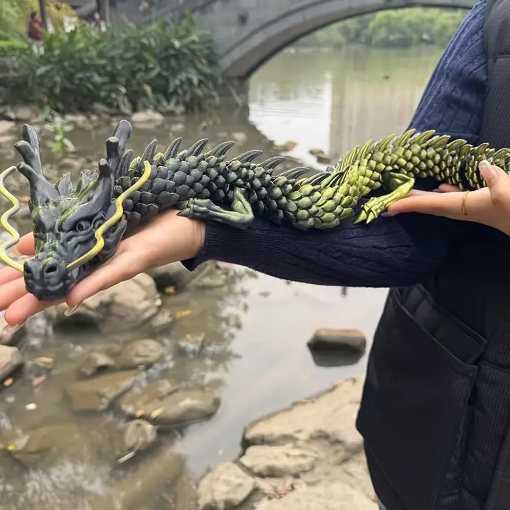 35.43 Inch 3D Printed Dragon, Large 3D Dragon Toys, Bigger Fidget Crystal Animals Toys, 3D Printed Articulated Animals for Home Office Car Desk Decor