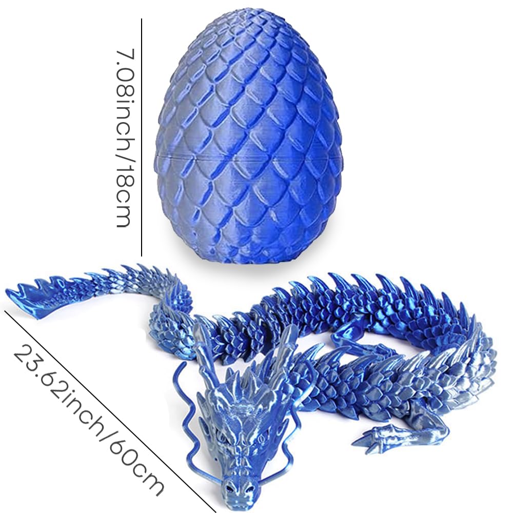 Joyroud Large 3D Printed Dragon Egg with Dragon Inside, Articulated Dragon, Crystal Dragon, Dragon Fidget Toy, ADHD Fidget Toys, Desk Toys Office Room Décor