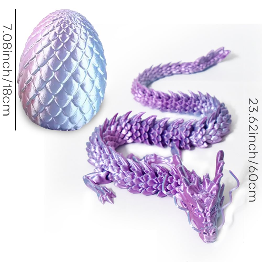 Joyroud Large 3D Printed Dragon Egg with Dragon Inside, Articulated Dragon, Crystal Dragon, Dragon Fidget Toy, ADHD Fidget Toys, Desk Toys Office Room Décor