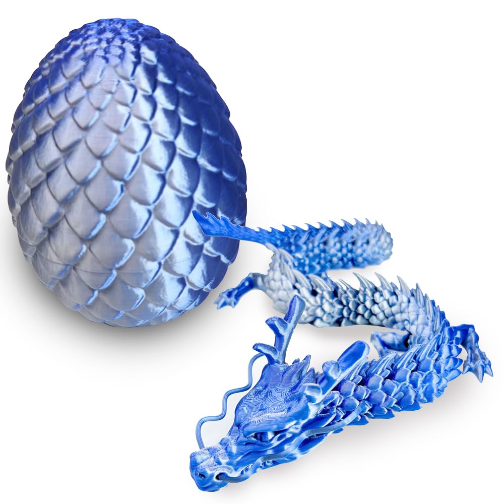 Joyroud Large 3D Printed Dragon Egg with Dragon Inside, Articulated Dragon, Crystal Dragon, Dragon Fidget Toy, ADHD Fidget Toys, Desk Toys Office Room Décor
