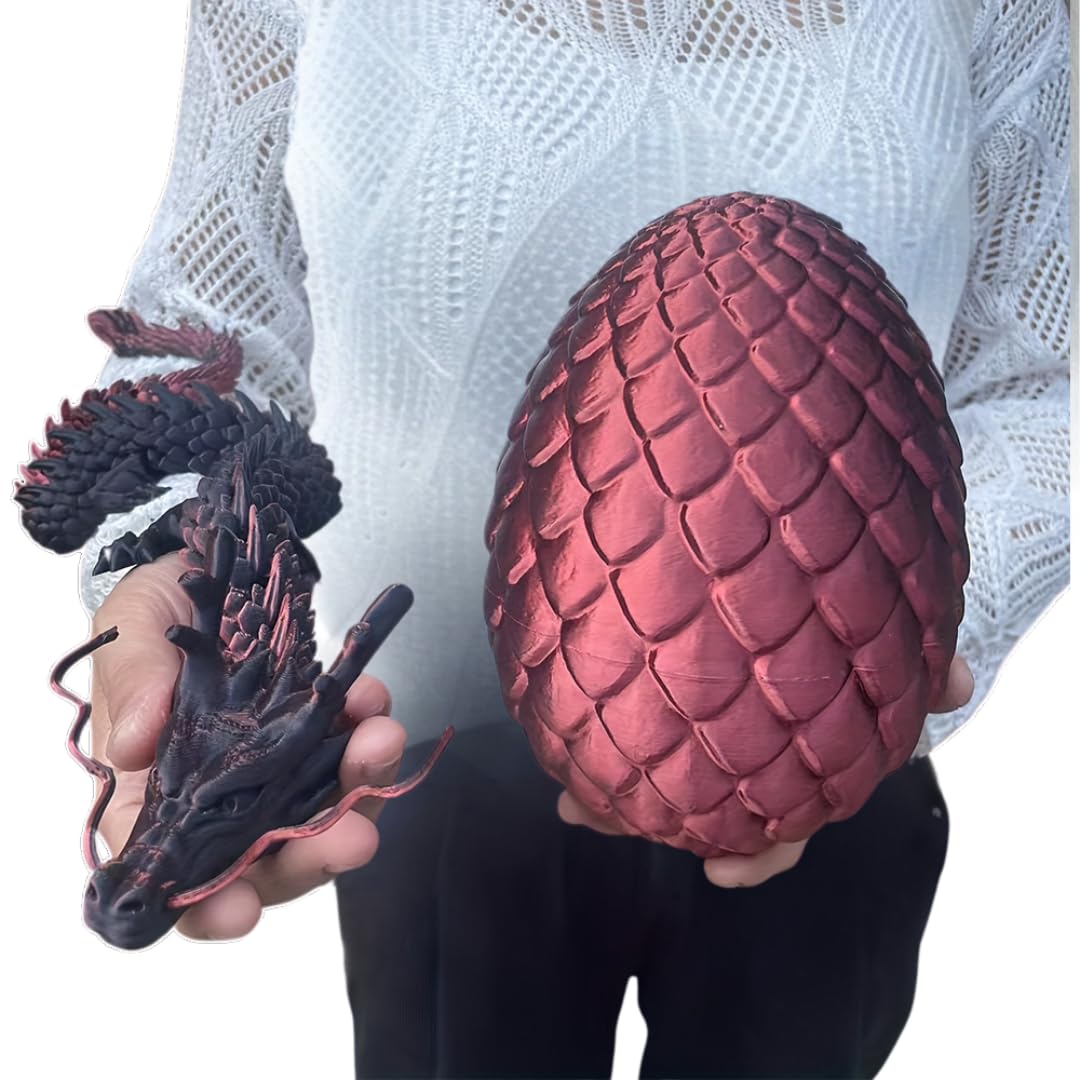 Joyroud Large 3D Printed Dragon Egg with Dragon Inside, Articulated Dragon, Crystal Dragon, Dragon Fidget Toy, ADHD Fidget Toys, Desk Toys Office Room Décor