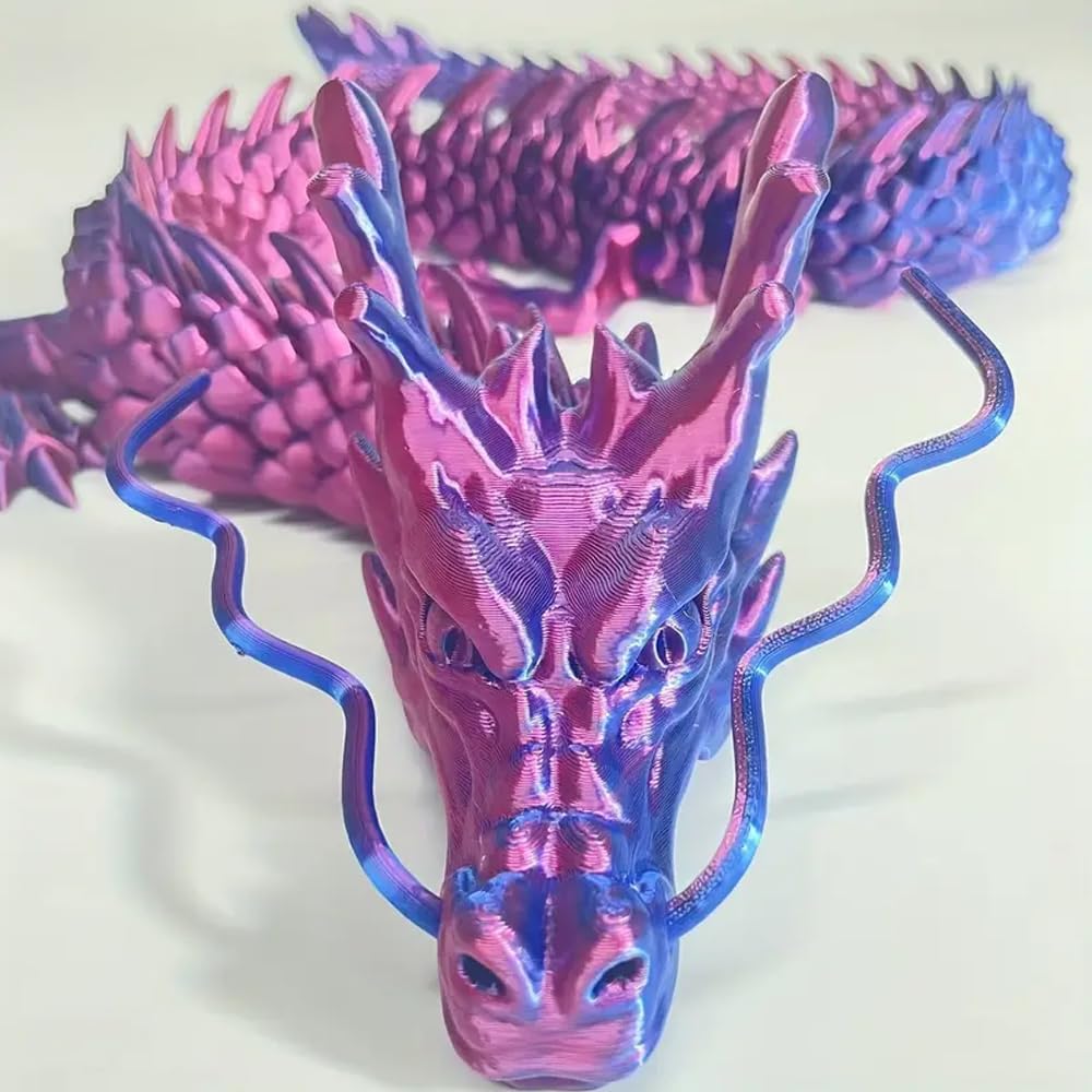 35.43 Inch 3D Printed Dragon, Large 3D Dragon Toys, Bigger Fidget Crystal Animals Toys, 3D Printed Articulated Animals for Home Office Car Desk Decor