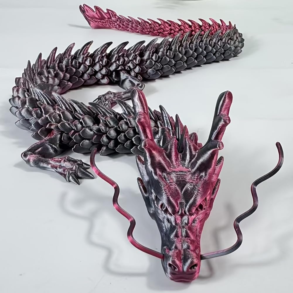 35.43 Inch 3D Printed Dragon, Large 3D Dragon Toys, Bigger Fidget Crystal Animals Toys, 3D Printed Articulated Animals for Home Office Car Desk Decor
