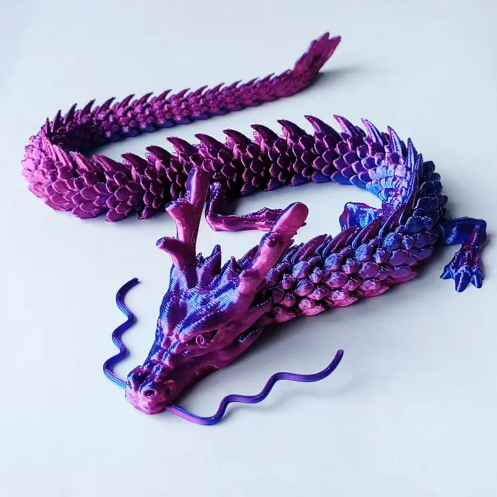 35.43 Inch 3D Printed Dragon, Large 3D Dragon Toys, Bigger Fidget Crystal Animals Toys, 3D Printed Articulated Animals for Home Office Car Desk Decor