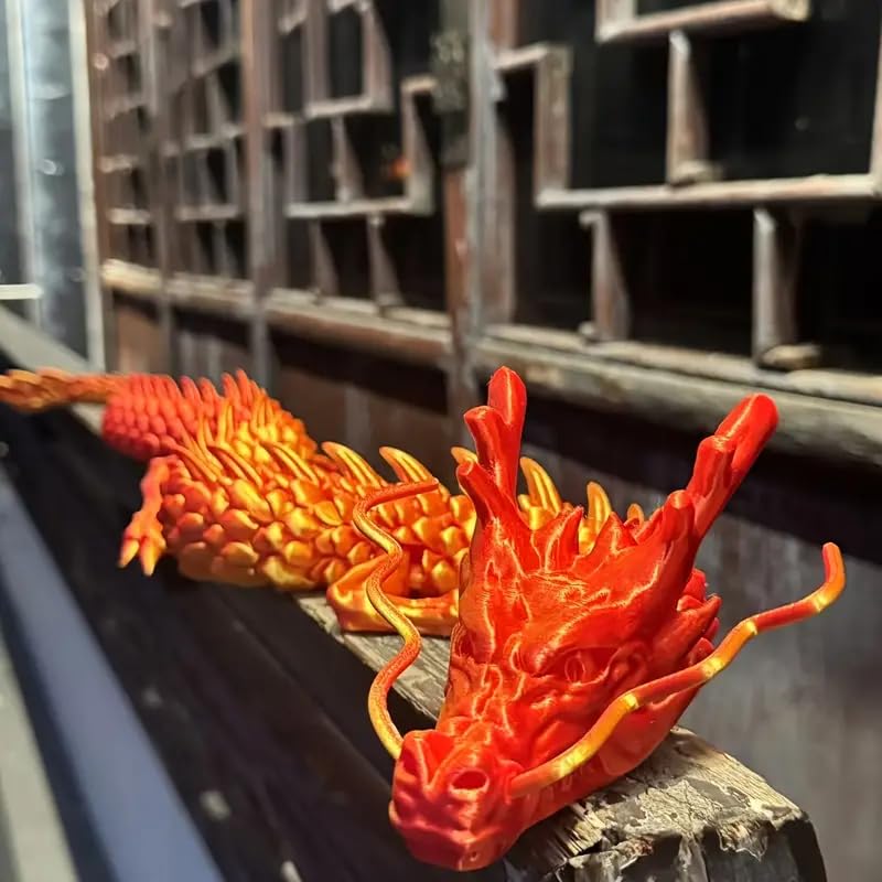 35.4'' Large 3D Printed Dragon Toy Box - Articulated Chinese Dragon, Poseable 3D Printed Animals & Collectible Figurines, Desk & Home Decor - Cool for Kids & Adults