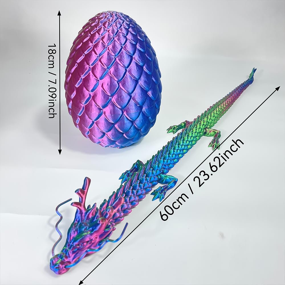 Joyroud Large 3D Printed Dragon Egg with Dragon Inside, Articulated Dragon, Crystal Dragon, Dragon Fidget Toy, ADHD Fidget Toys, Desk Toys Office Room Décor