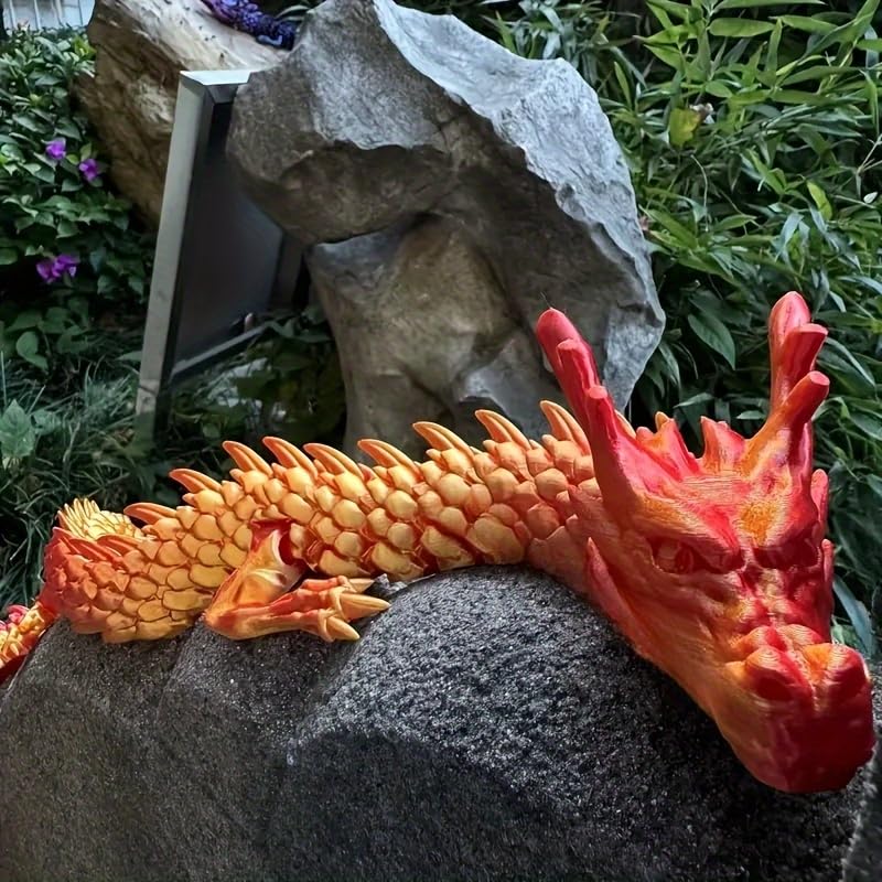 35.43 Inch 3D Printed Dragon, Large 3D Dragon Toys, Bigger Fidget Crystal Animals Toys, 3D Printed Articulated Animals for Home Office Car Desk Decor