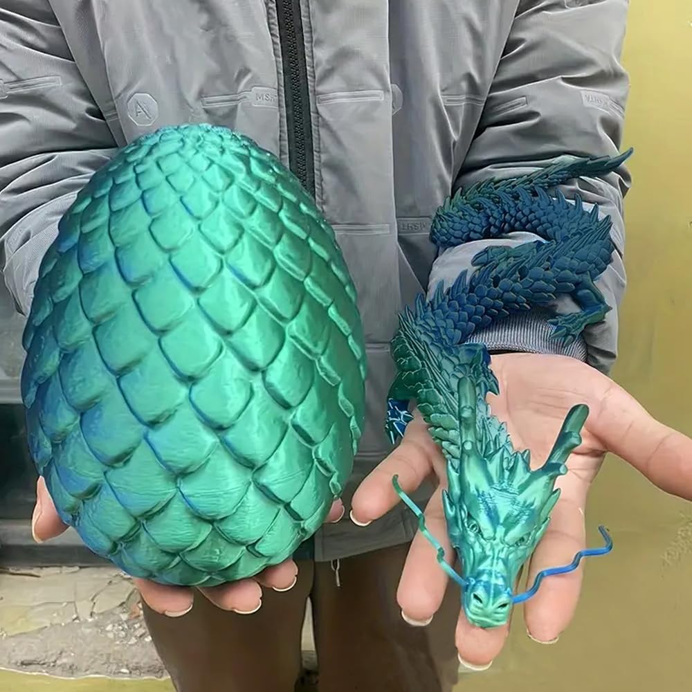 Joyroud Large 3D Printed Dragon Egg with Dragon Inside, Articulated Dragon, Crystal Dragon, Dragon Fidget Toy, ADHD Fidget Toys, Desk Toys Office Room Décor