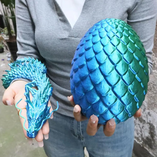 Joyroud Large 3D Printed Dragon Egg with Dragon Inside, Articulated Dragon, Crystal Dragon, Dragon Fidget Toy, ADHD Fidget Toys, Desk Toys Office Room Décor