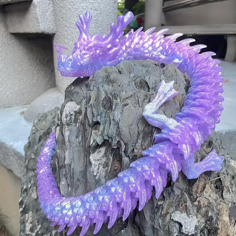 35.4'' Large 3D Printed Dragon Toy Box - Articulated Chinese Dragon, Poseable 3D Printed Animals & Collectible Figurines, Desk & Home Decor - Cool for Kids & Adults