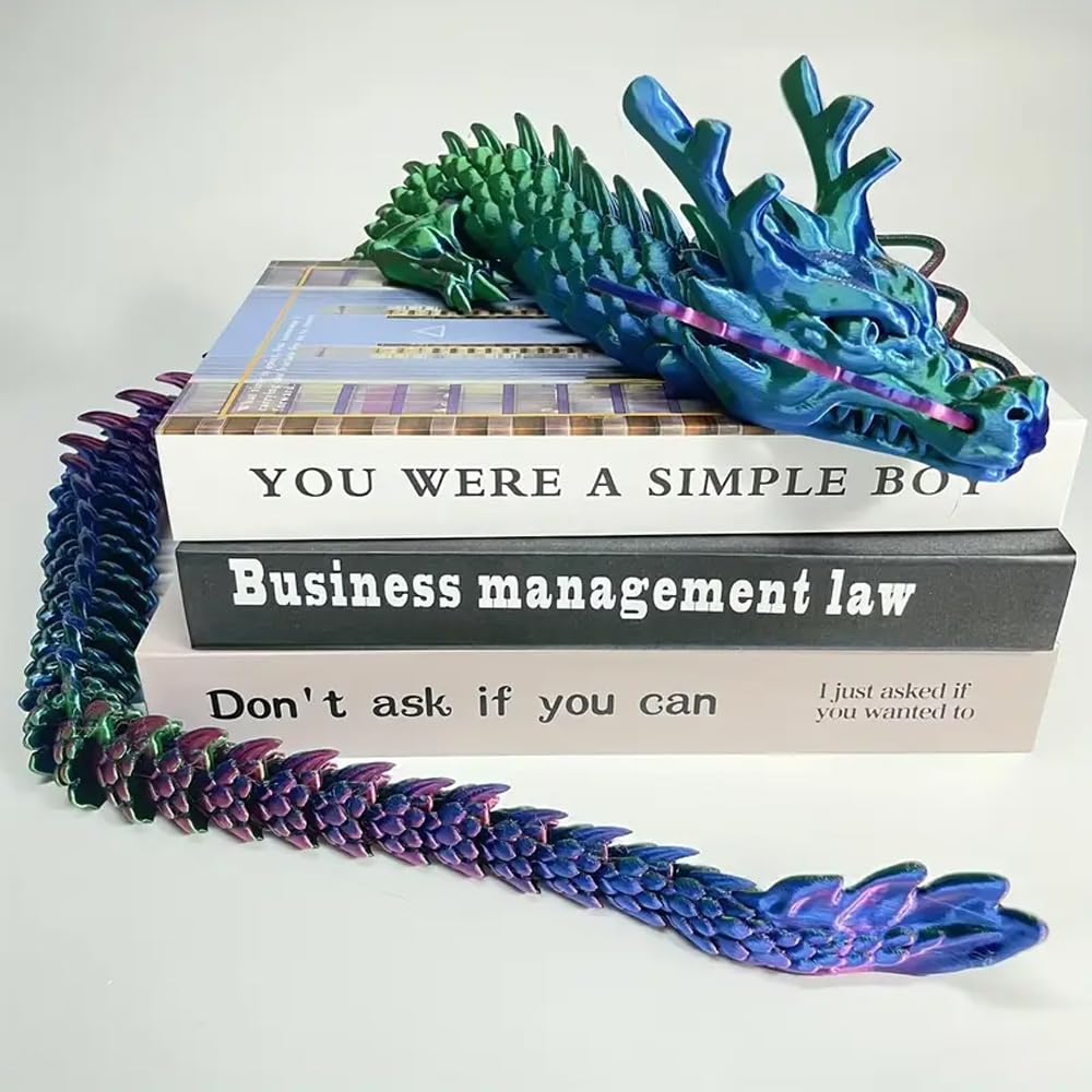 35.43 Inch 3D Printed Dragon, Large 3D Dragon Toys, Bigger Fidget Crystal Animals Toys, 3D Printed Articulated Animals for Home Office Car Desk Decor