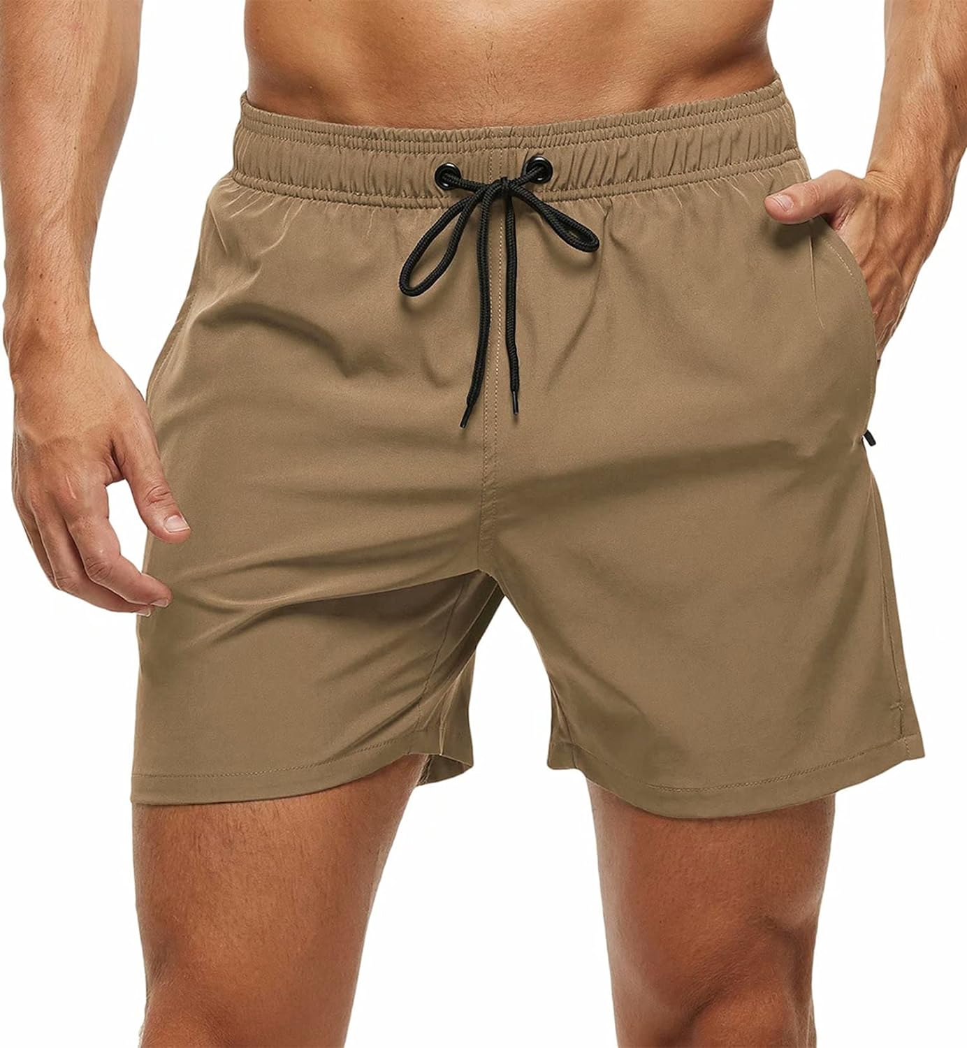 Men's Swim Trunks Quick Dry Beach Shorts with Zipper Pockets and Mesh Lining