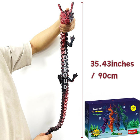 Joyroud 3D Printed Articulated Dragon, Multi-Color, 35.43 Inch Length, Flexible Joints, Durable Core Design, with Gift Box