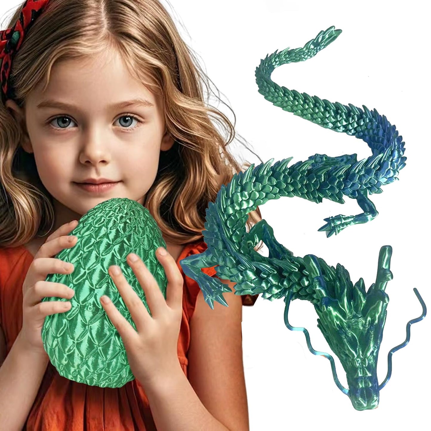 Joyroud Large 3D Printed Dragon Egg with Dragon Inside, Articulated Dragon, Crystal Dragon, Dragon Fidget Toy, ADHD Fidget Toys, Desk Toys Office Room Décor