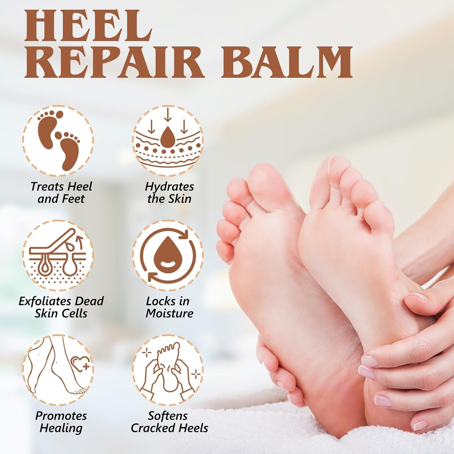2PCS Heel Repair Balm, Dry & Cracked Feet Treatment Moisturizer, Coconut Scent, 2.46 oz/70 g