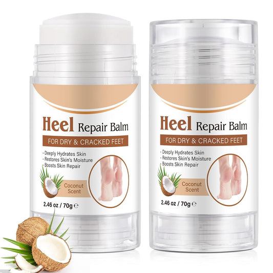 2PCS Heel Repair Balm, Dry & Cracked Feet Treatment Moisturizer, Coconut Scent, 2.46 oz/70 g