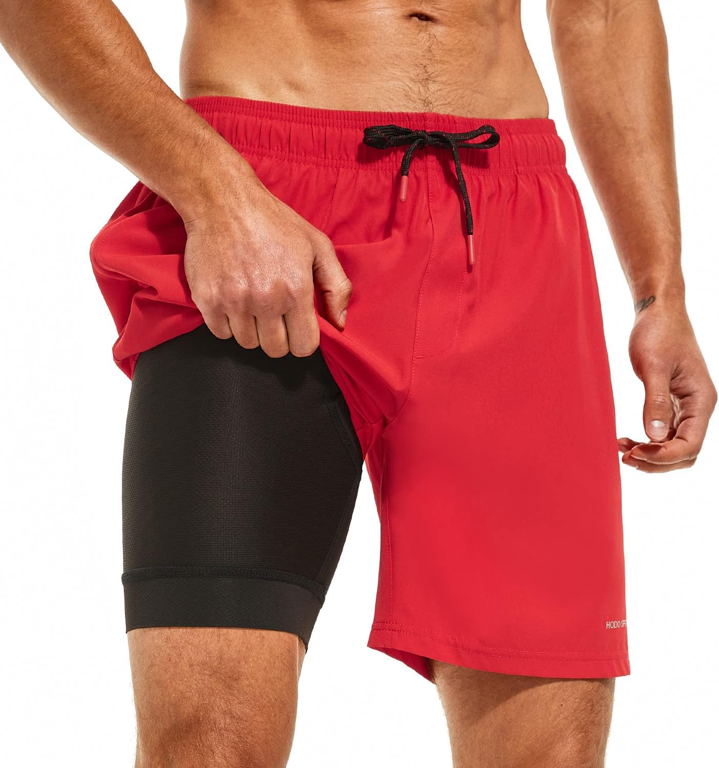 Mens Swimsuit Trunks 7" Quick-Dry Swim Shorts with Compression Liner and Zipper Pockets