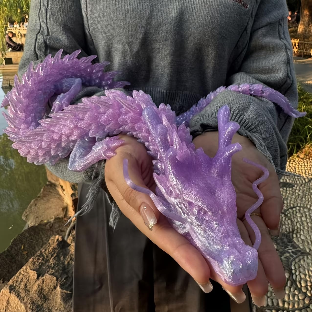 35.4'' Large 3D Printed Dragon Toy Box - Articulated Chinese Dragon, Poseable 3D Printed Animals & Collectible Figurines, Desk & Home Decor - Cool for Kids & Adults