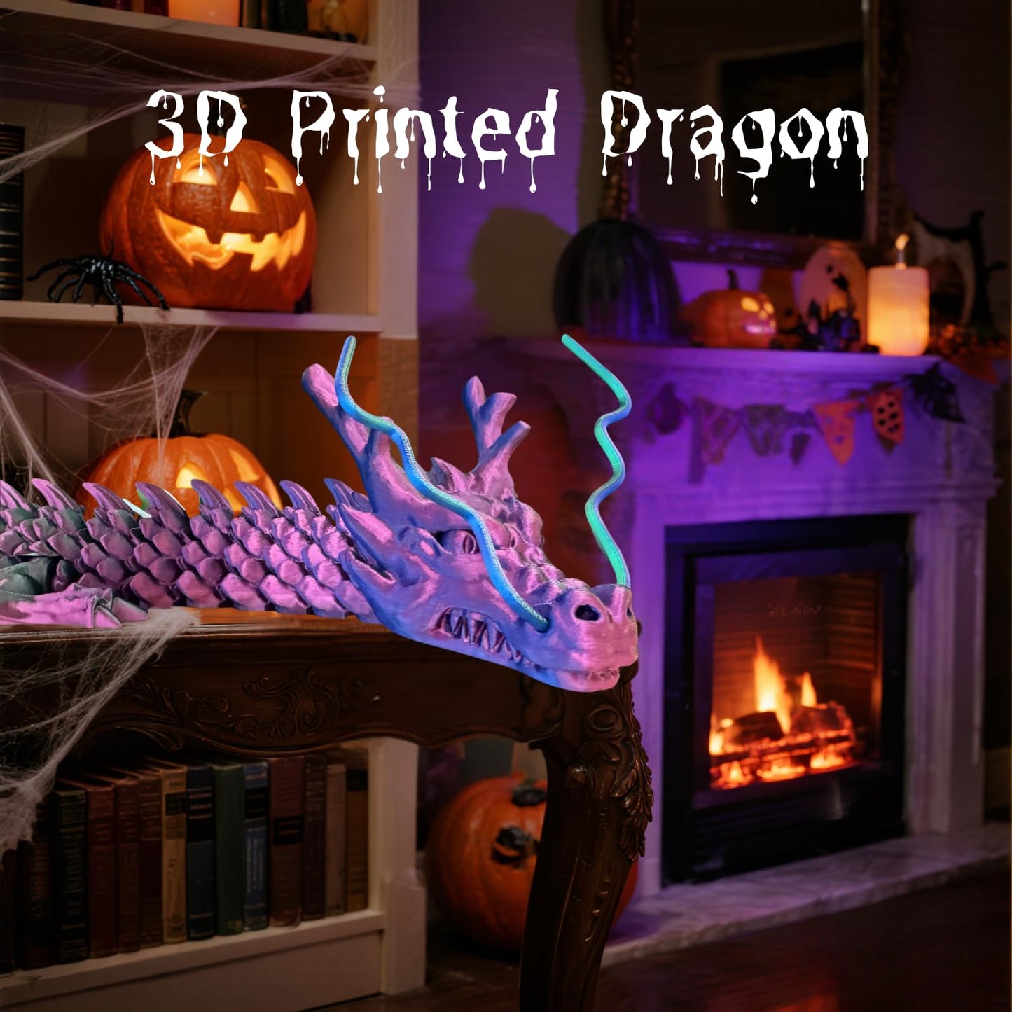 35.4'' Large 3D Printed Dragon Toy Box - Articulated Chinese Dragon, Poseable 3D Printed Animals & Collectible Figurines, Desk & Home Decor - Cool for Kids & Adults