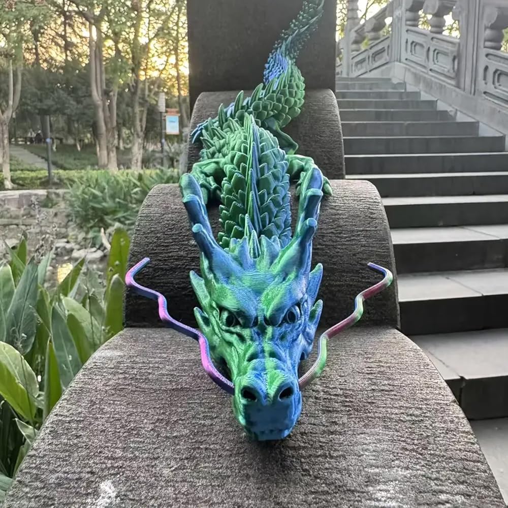 35.43 Inch 3D Printed Dragon, Large 3D Dragon Toys, Bigger Fidget Crystal Animals Toys, 3D Printed Articulated Animals for Home Office Car Desk Decor