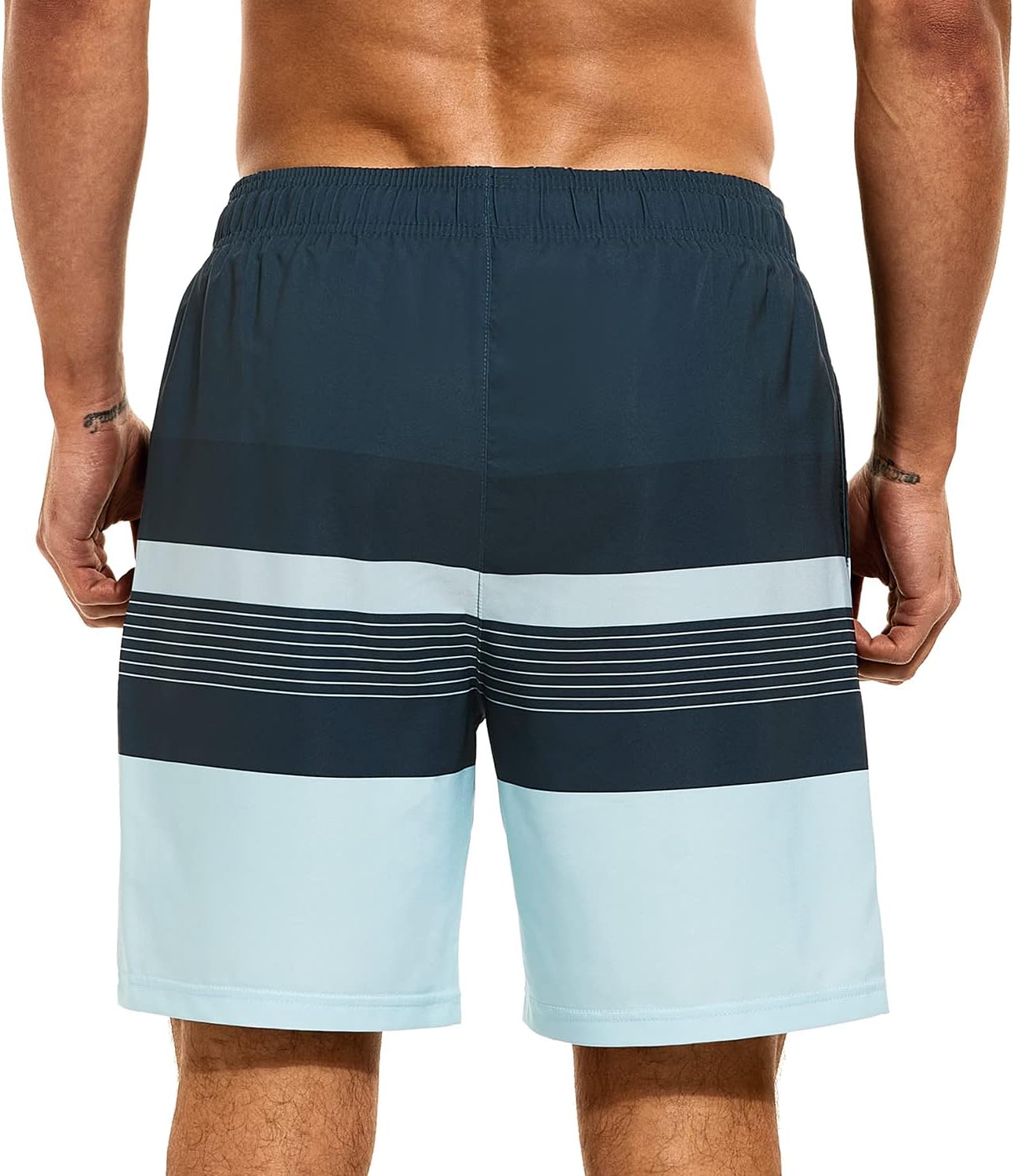 Mens Swimsuit Trunks 7" Quick-Dry Swim Shorts with Compression Liner and Zipper Pockets