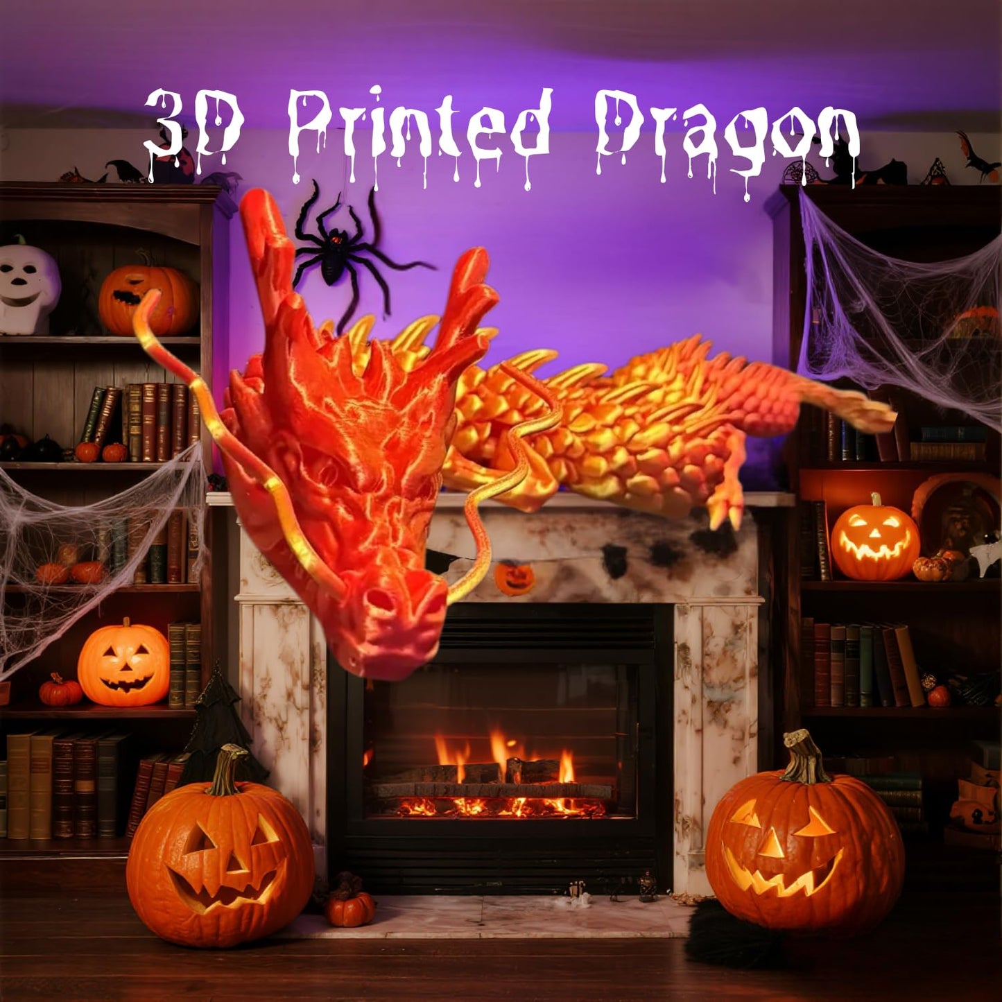 35.4'' Large 3D Printed Dragon Toy Box - Articulated Chinese Dragon, Poseable 3D Printed Animals & Collectible Figurines, Desk & Home Decor - Cool for Kids & Adults