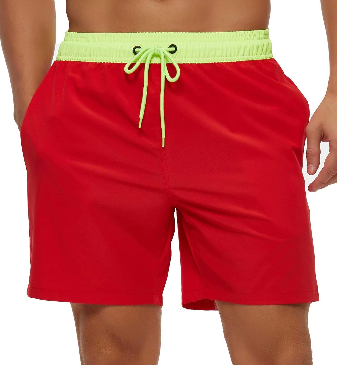 Men's Swim Trunks Quick Dry Beach Shorts with Zipper Pockets and Mesh Lining
