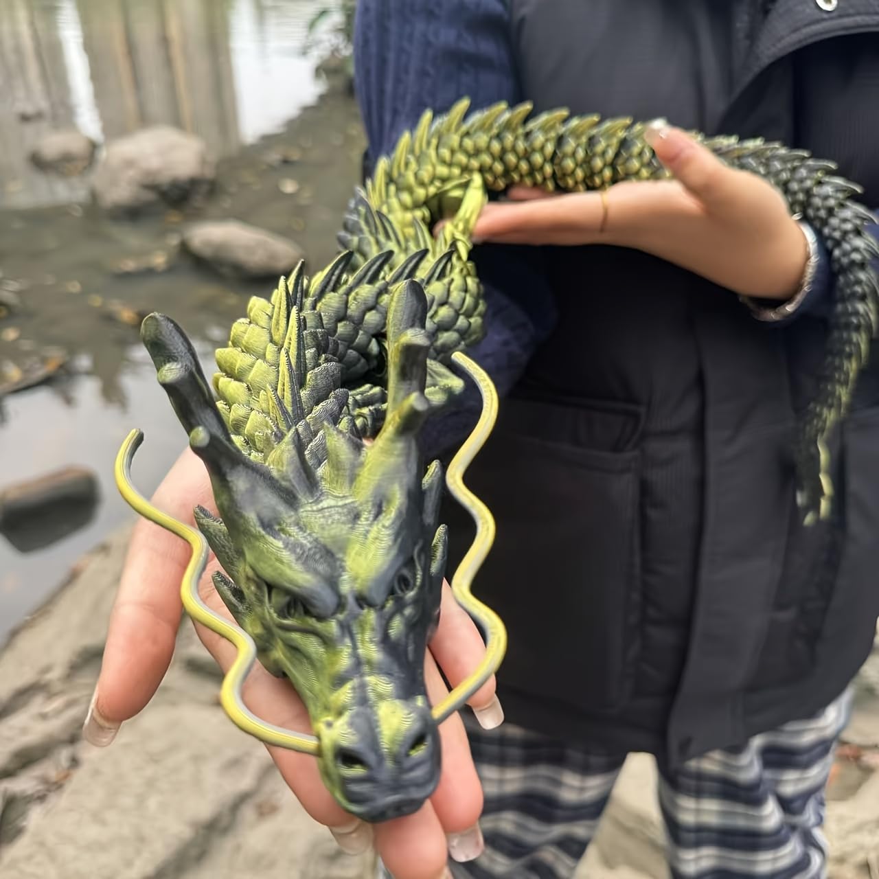 35.4'' Large 3D Printed Dragon Toy Box - Articulated Chinese Dragon, Poseable 3D Printed Animals & Collectible Figurines, Desk & Home Decor - Cool for Kids & Adults