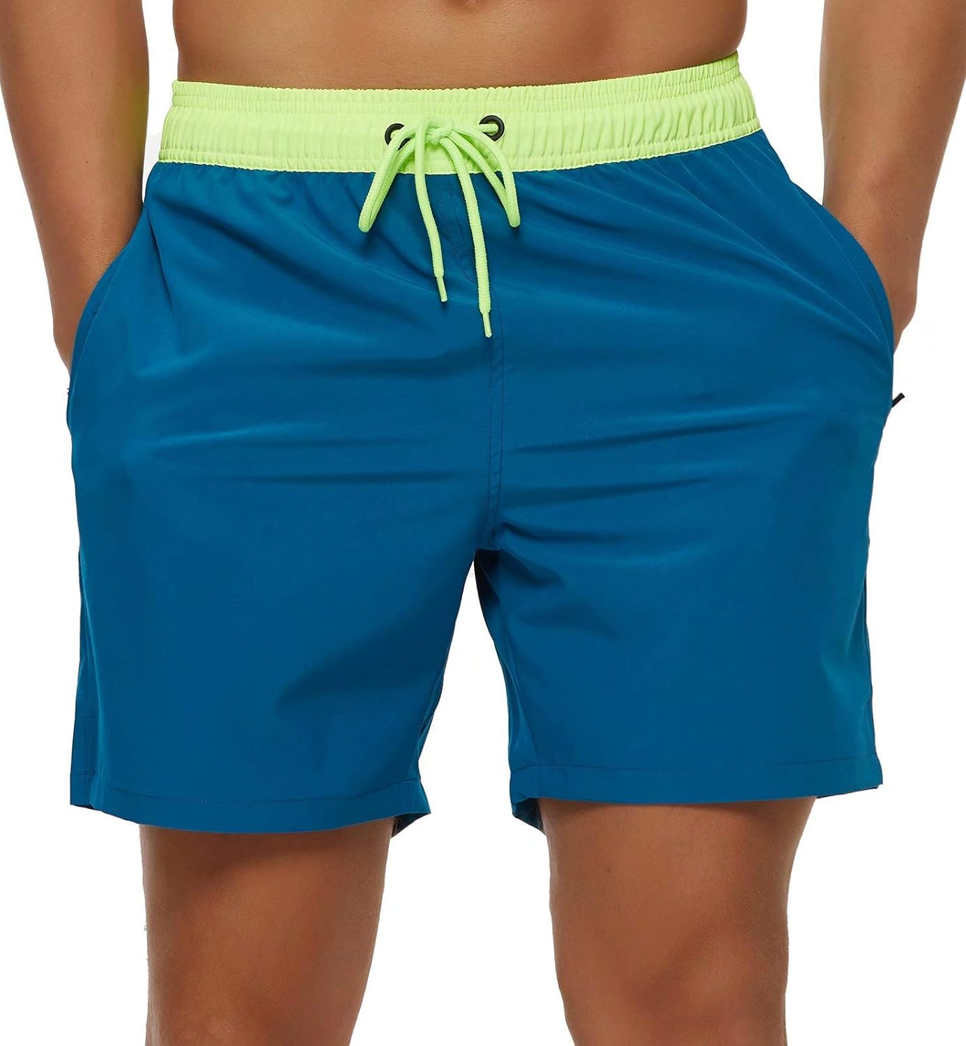Men's Swim Trunks Quick Dry Beach Shorts with Zipper Pockets and Mesh Lining