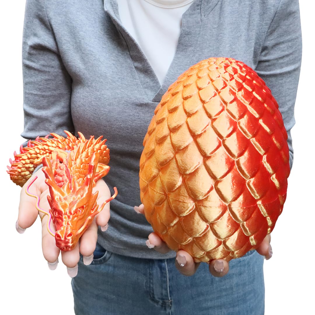 Joyroud Large 3D Printed Dragon Egg with Dragon Inside, Articulated Dragon, Crystal Dragon, Dragon Fidget Toy, ADHD Fidget Toys, Desk Toys Office Room Décor