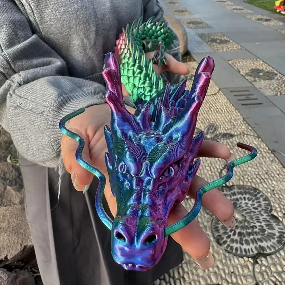 35.43 Inch 3D Printed Dragon, Large 3D Dragon Toys, Bigger Fidget Crystal Animals Toys, 3D Printed Articulated Animals for Home Office Car Desk Decor