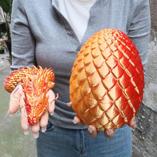 Joyroud Large 3D Printed Dragon Egg with Dragon Inside, Articulated Dragon, Crystal Dragon, Dragon Fidget Toy, ADHD Fidget Toys, Desk Toys Office Room Décor
