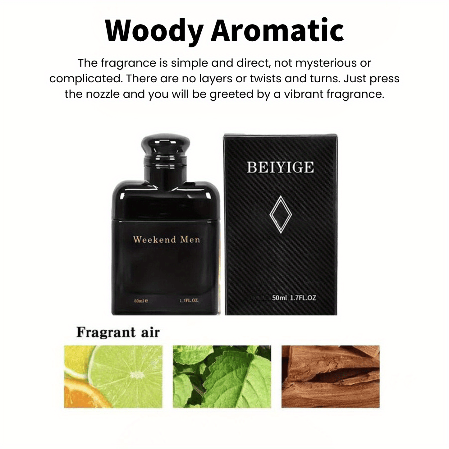 Men's Long-lasting Eau De Toilette Spray, Fresh Woody Cologne with Niche Woody Notes, Perfect for Sweet Date & Quiet Sexiness, 1.7oz